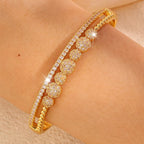 Gold Bracelets for Women, 18k Gold Plated Fashionable and Minimalist Elegant Full CZ Diamond Bracelet for Women Jewelry Gifts