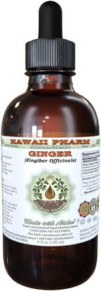 Hawaii Pharm Ginger Alcohol-Free Liquid Extract, Ginger (Zingiber officinale) Dried Root Glycerite Natural Herbal Supplement 2 oz