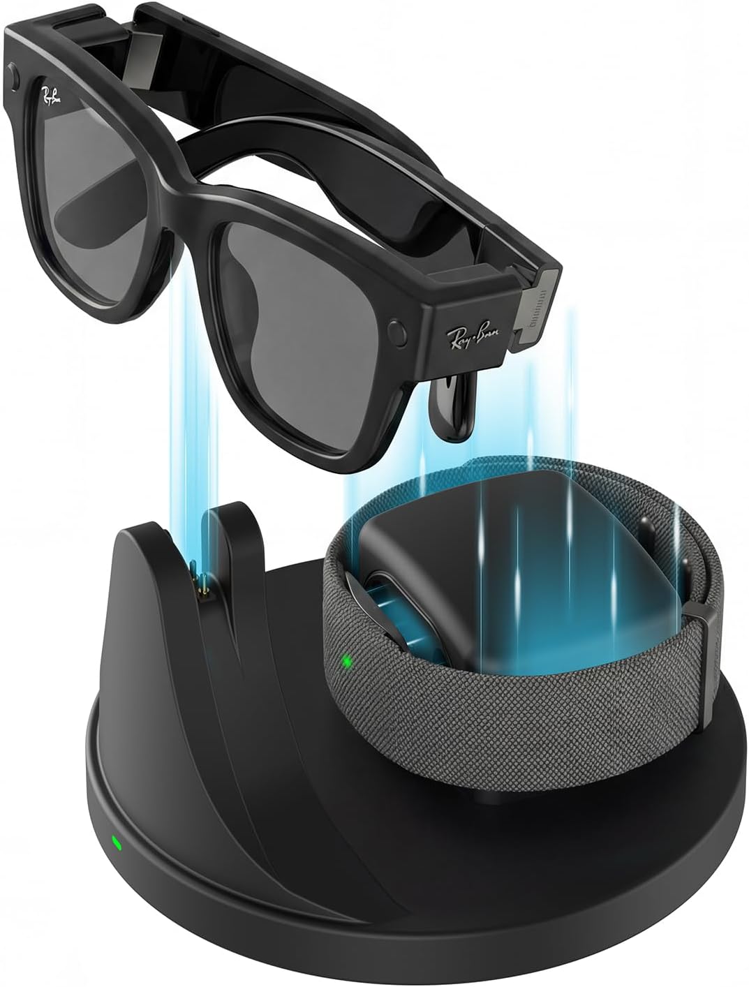 2-in-1 Charging Dock Compatible with Ray Ban Meta Display Smart Glasses & Neural Band, Magnetic Fast Charger for RayBan Meta Display Glasses Accessories