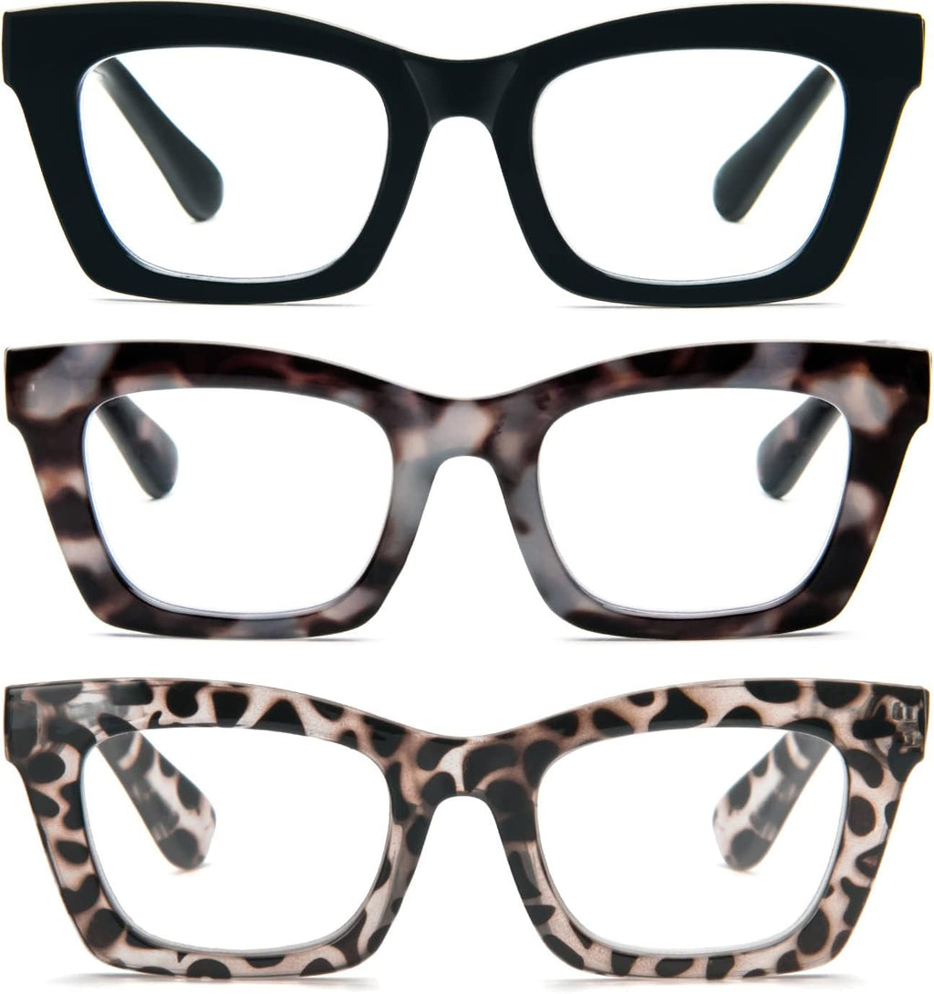REAVEE Oprah Style Reading Glasses for Women, Blue Light Blocking Stylish Oversized Computer Readers Spring Hinge