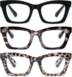 REAVEE Oprah Style Reading Glasses for Women, Blue Light Blocking Stylish Oversized Computer Readers Spring Hinge
