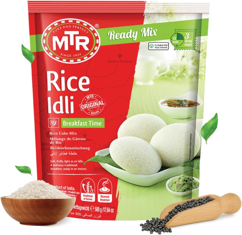 MTR Instant Rice Idli Mix - Ready to Cook Authentic Indian Breakfast, Lunch, Dinner or Snack Meal - No Added Preservatives - A Quick & Easy Recipe Suitable for Vegetarians - (500g, Pack of 1)