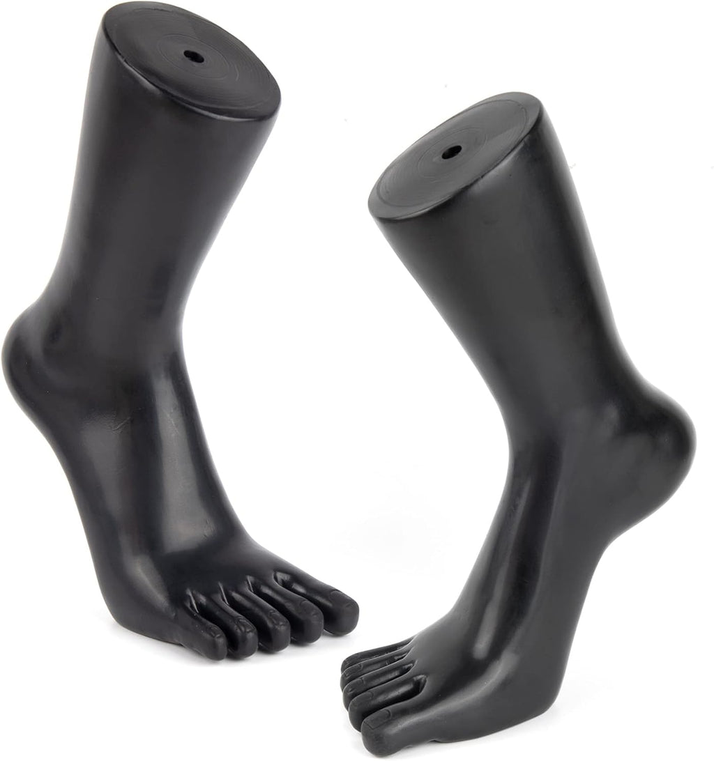 Framendino, 2 Pack Plastic Mannequin Foot Display Model Stand for Jewelry Ankle Chain Socks Shoes Black Left Right