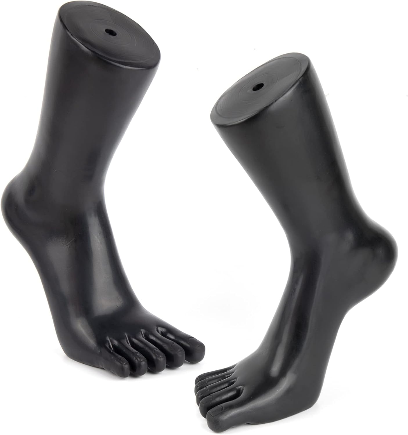 Framendino, 2 Pack Plastic Mannequin Foot Display Model Stand for Jewelry Ankle Chain Socks Shoes Black Left Right