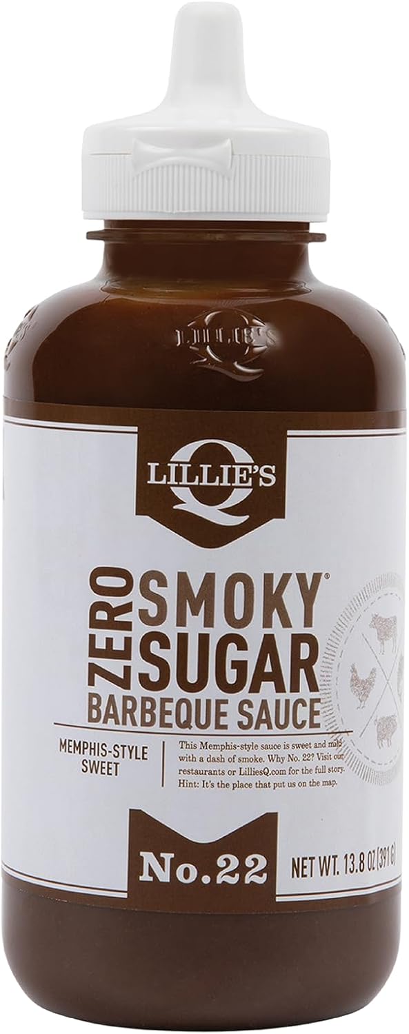 Lillie's Q - Zero Sugar Smoky BBQ Sauce, Gluten-Free, Non-GMO, No Preservatives, Sugar-Free, Low Calorie, Sweet & Smoky BBQ Flavor (13.8 oz)