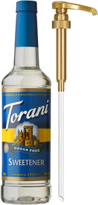 Torani Sugar Free Sweetener, Zero-Calorie Syrup for Drinks, Pump Included, 25.4 Fl Oz