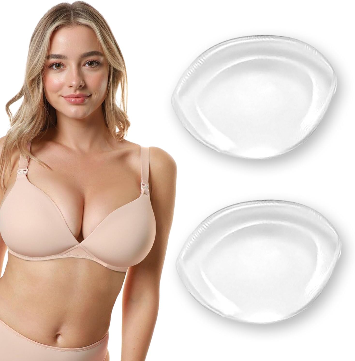 CharmX Silicone Bra Inserts,Gel Bra Push Up Breast Pads Bra Padding Bust Enhancer for Sports Bra Swimsuit Cleavage Pads