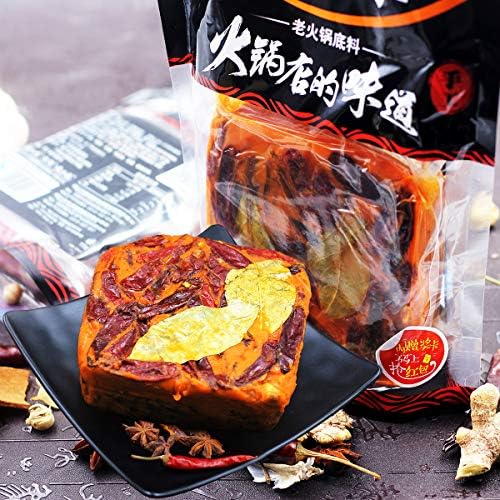 Authentic Chinese hot pot soup base 17.63oz (500g), Haorenjia Sichuan hotpot broth sauce spicy Seasoning