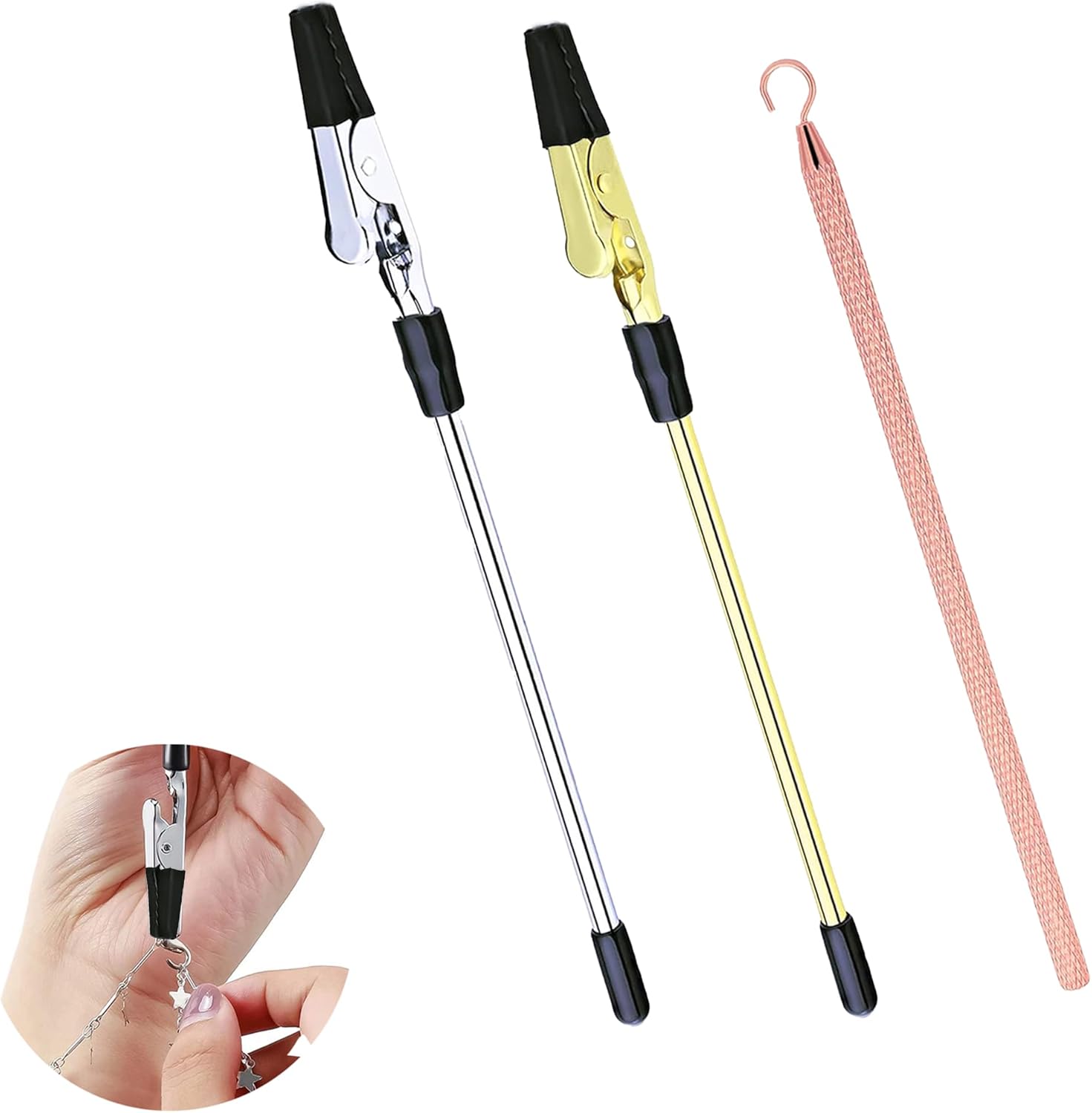 3 PCS Bracelet Helper Tool,Fastening Auxiliary Tool,Bracelet Helper Tool to Put on Yourself,Suitable for Jewelry Buckles, Necklaces, Bracelet