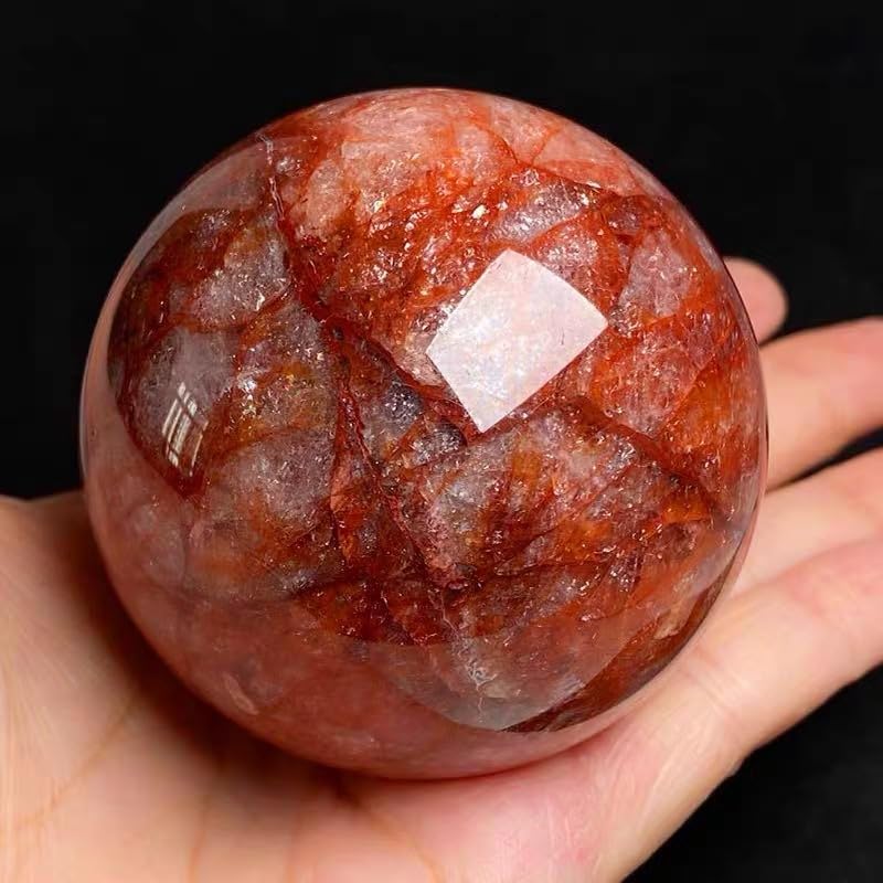Red Fire Quartz Crystal Ball - Fire Quartz Crystal Sphere Meditation Balls for Witchcraft and Decorative Balls, Meditation & Feng Shui Home Decor (40-50mm)