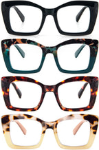 DXYXYO Oversized Square Reading Glasses for Women Blue Light Blocking Thick Frame Readers with Spring Hinge