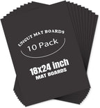 AUEAR, Pack of 10 18x24 Uncut Picture Mat Boards, Black Backing Matte Boards for Frame, Print, Artwork, Picture