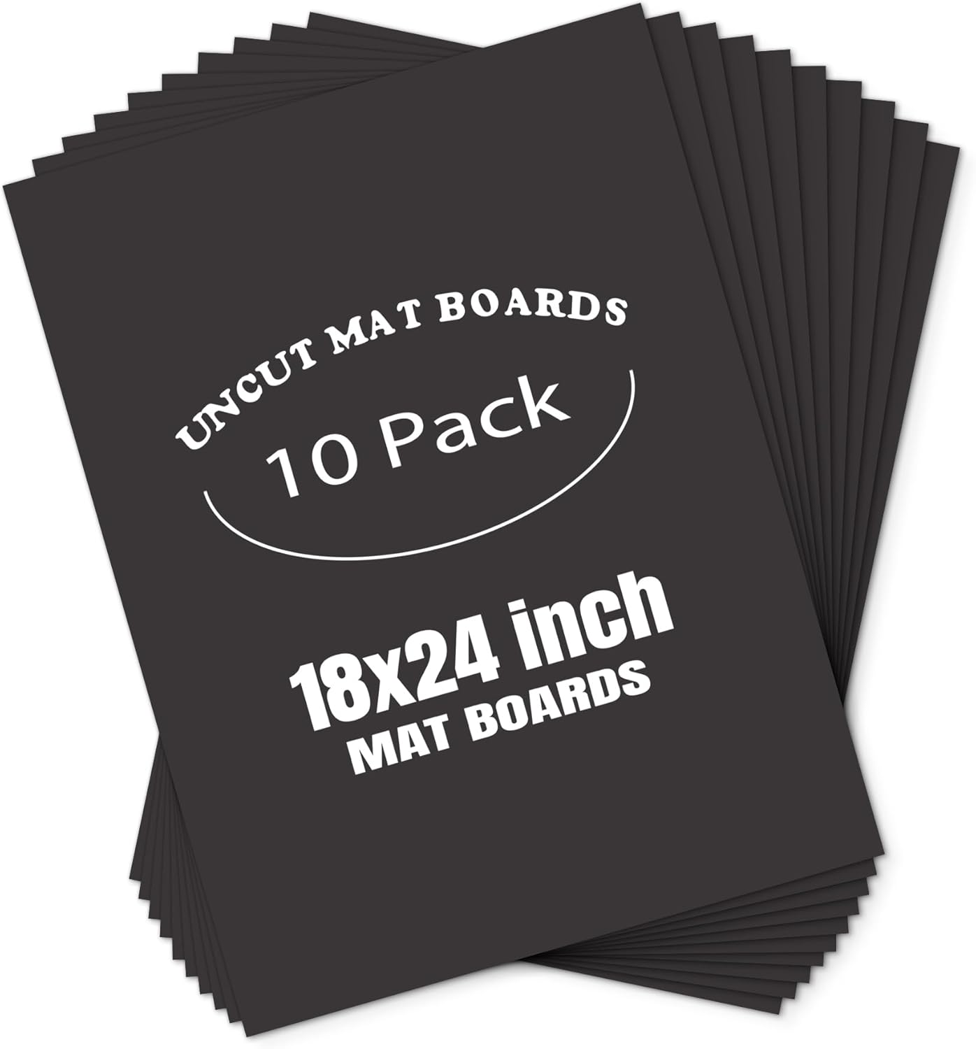 AUEAR, Pack of 10 18x24 Uncut Picture Mat Boards, Black Backing Matte Boards for Frame, Print, Artwork, Picture