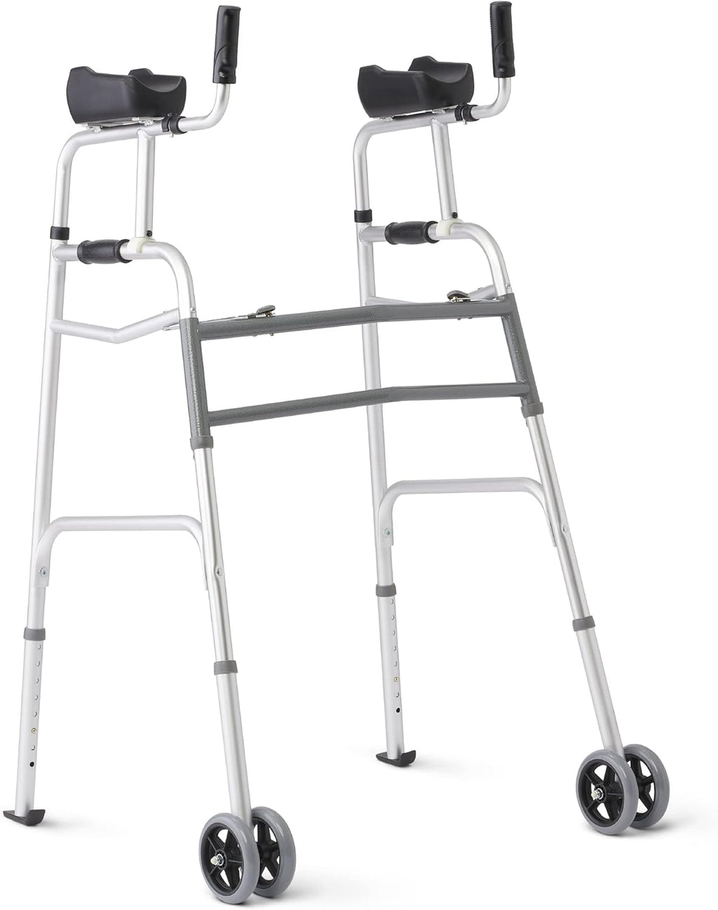 Medline Upright Walker with 5” Dual Wheels, Forearm Walker with Armrests, Height Adjustable, 300lb Weight Capacity, Height Adjustable 46-53", 31" Wide