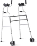 Medline Upright Walker with 5” Dual Wheels, Forearm Walker with Armrests, Height Adjustable, 300lb Weight Capacity, Height Adjustable 46-53", 31" Wide