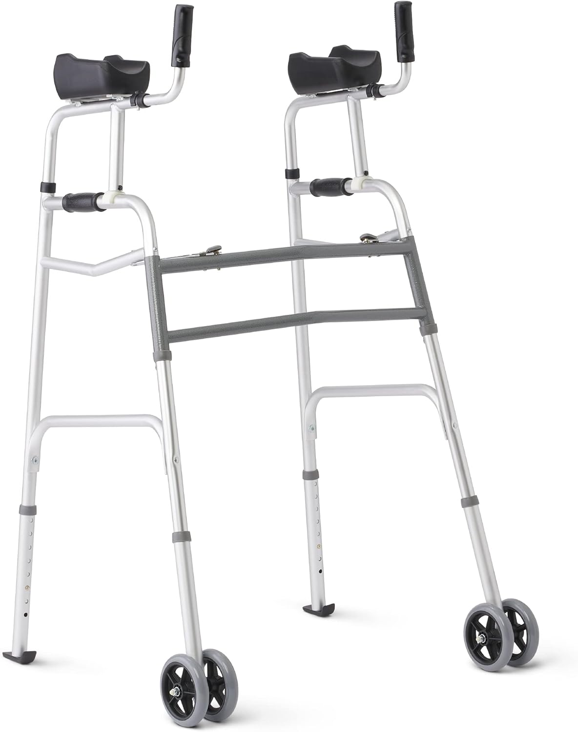Medline Upright Walker with 5” Dual Wheels, Forearm Walker with Armrests, Height Adjustable, 300lb Weight Capacity, Height Adjustable 46-53", 31" Wide