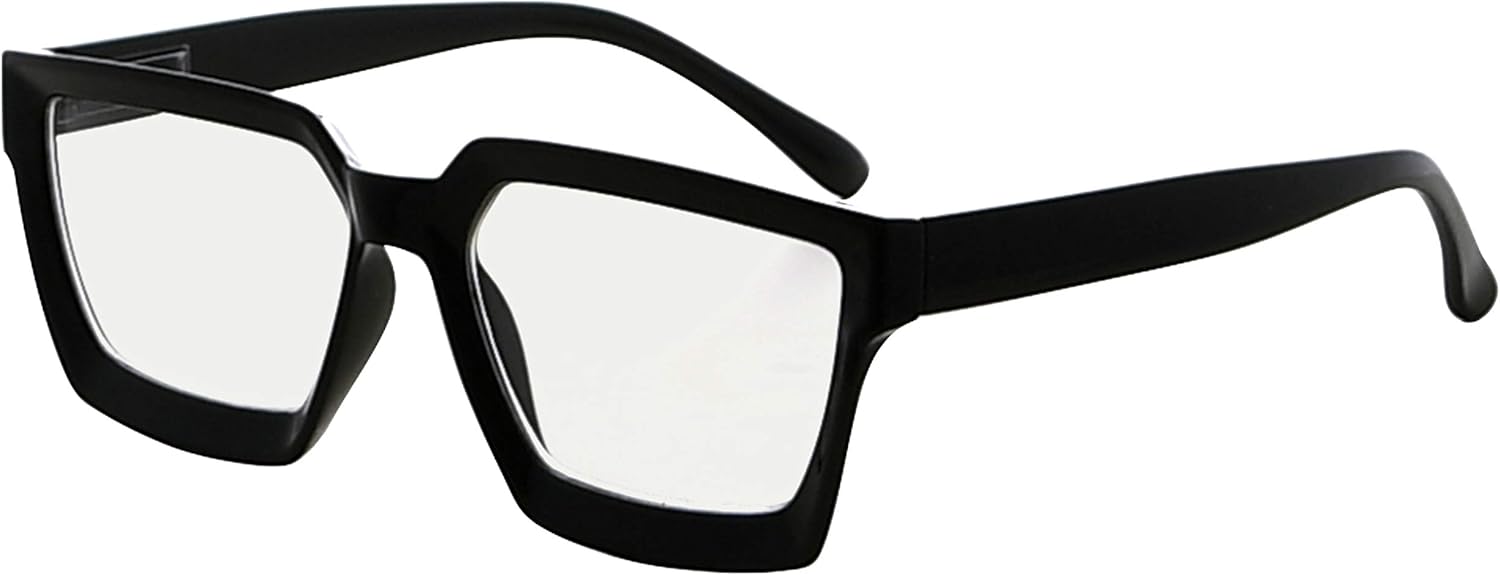Eyekepper Multifocus Progressive Computer Readers Women - Noline Trifocal Reading Glasses Blue Light Filter Oversize Frame (Black)
