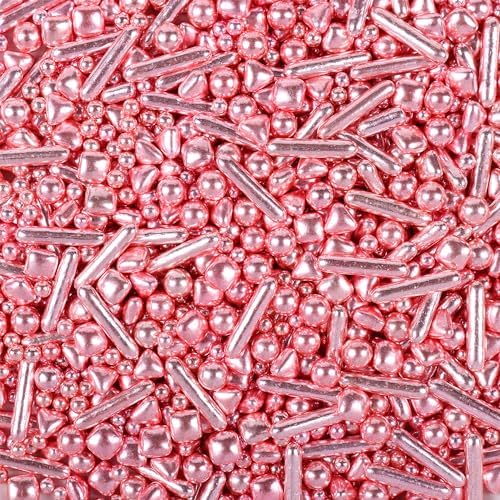 Rose Gold Sprinkles for Cupcakes, Rose Gold Pearl Sprinkles, Candy Pearls for Cake Decoration, Cupcakes, Ice Cream Topping, Macaron, and Cookies.120g(4.23oz)
