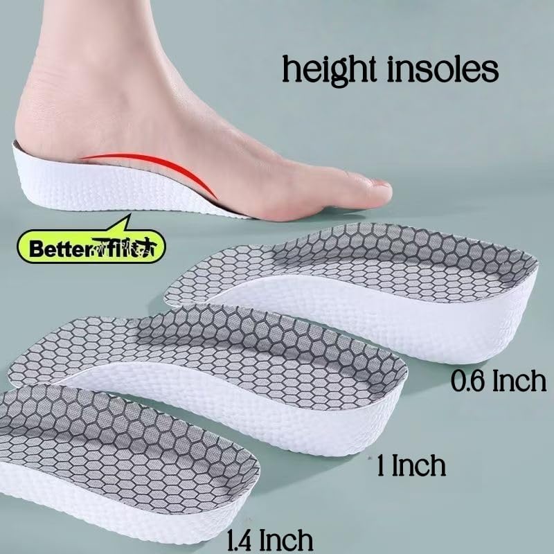 3 Pairs Height-Increasing Insoles，Height boosters，Heel Lifts for Shoes,Orthopedic High Pads，Arch Support Inserts for Men and Women,(Gray，0.6"/1"/1.4" Height) (0.6/1/1.4 Inch)