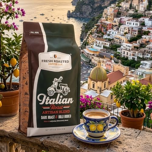 Fresh Roasted Coffee, Italian Roast, 5 lb (80 oz), Dark, Kosher, Whole Bean