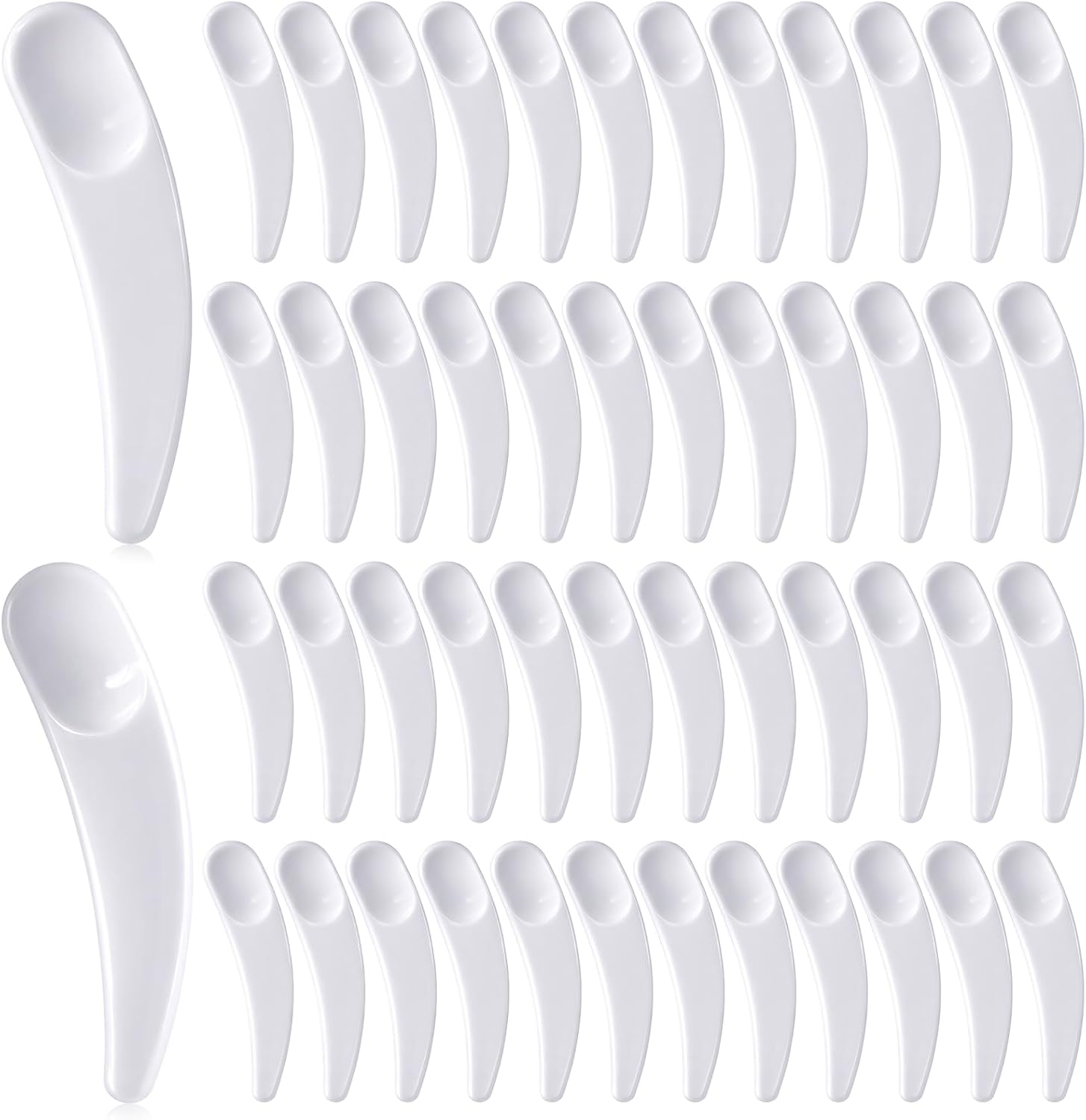 Disposable Cosmetic Spatulas, 100 Pcs Mini Plastic Makeup Scoop Spatula Small Makeup Spatula for Mixing, Sampling, Cream, Mask, Serum, Skin Care (White)