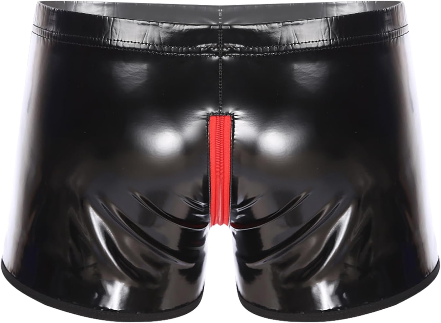 Freebily Men's Wet Look Latex PVC Leather Shorts Swimsuits Bulge Pouch Boxer Brief Club Hot Pants