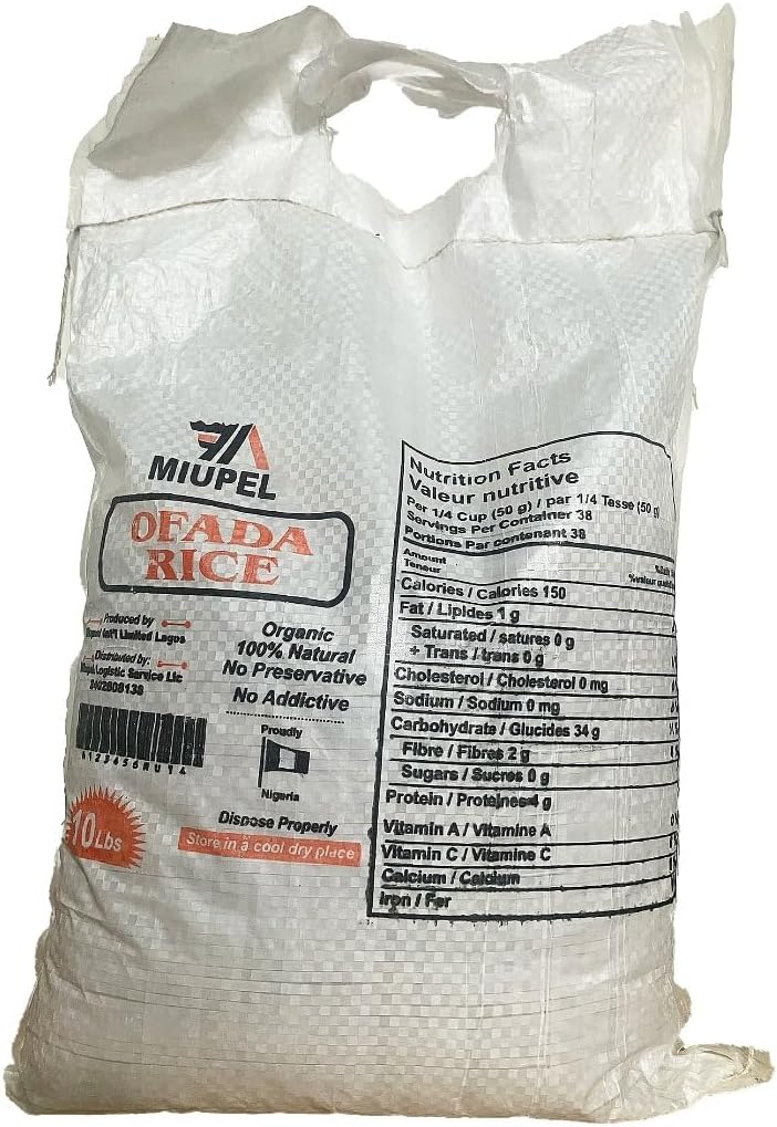 Premium Ofada Rice (10 Lbs) – 100% Organic Brown Rice | Authentic Nigerian Whole Grains, Perfect for Stews & African Dishes | Raw, Unrefined, Unprocessed and Unpolished For Soothing Satisfaction