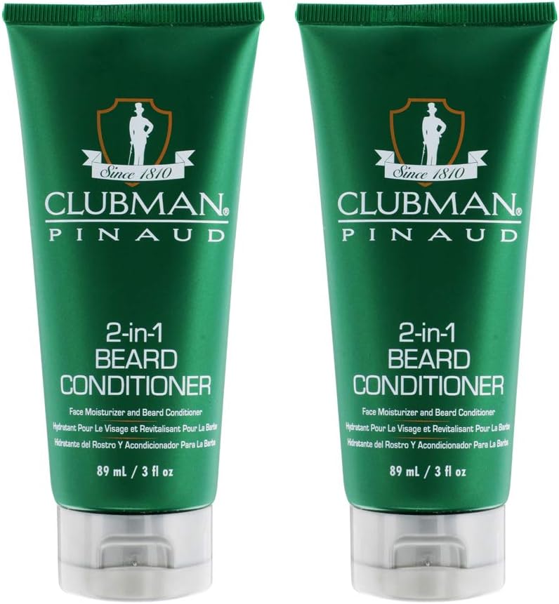 Clubman Pinaud 2-in-1 Beard Conditioner & Beard Moisturizer for Men – Hydrates Skin, Nourishes Beards, 3 oz x 2 Pack