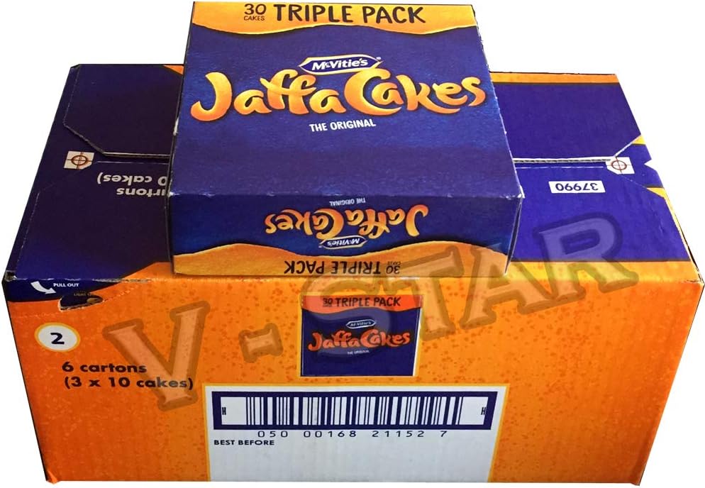 Full Box of MCVITIE'S JAFFA CAKES Triple Pack 6 CARTONS (3 X 10 Cake) 180 Cakes