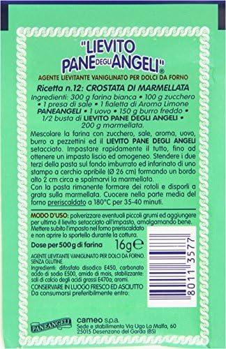 Paneangeli: "Lievito Pane degli Angeli" Vanilla Yeast - 16gr Packages (Pack of 4) [ Italian Import ]