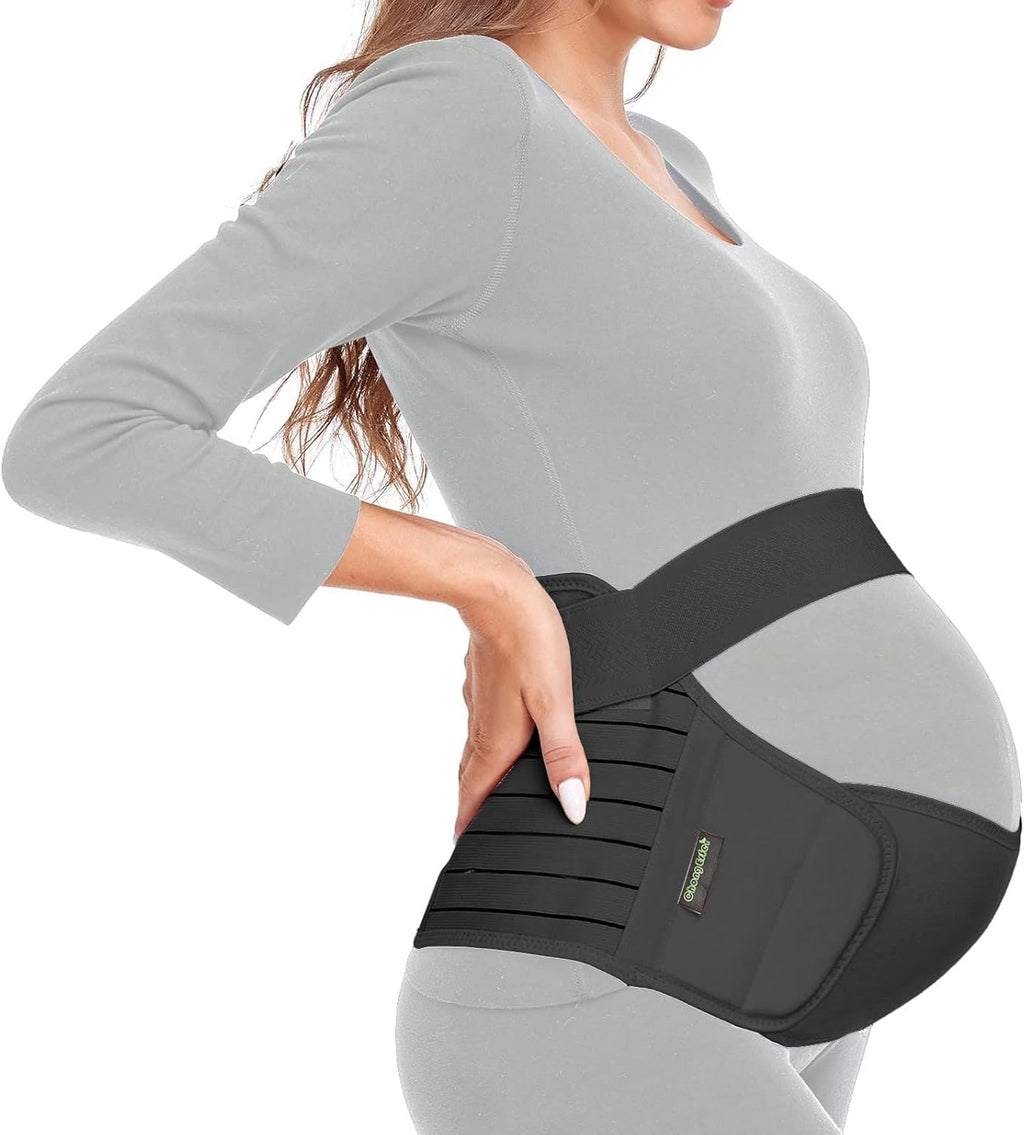 ChongErfei Maternity Belt Pregnancy Belly Band 3 in 1 Maternity Support Belt for Pregnant Back/Pelvic/Hip Pain, Maternity Band Belly Support for Pregnancy (Black, XL)