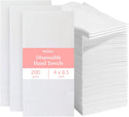 Prestee 200 Disposable Paper Hand Towels That Feel Like Linen Napkins, 2-Ply - Guest Towels, Wedding Paper Napkins, Disposable Napkin for Guest Bathroom, Parties, Dinners, Events (White)