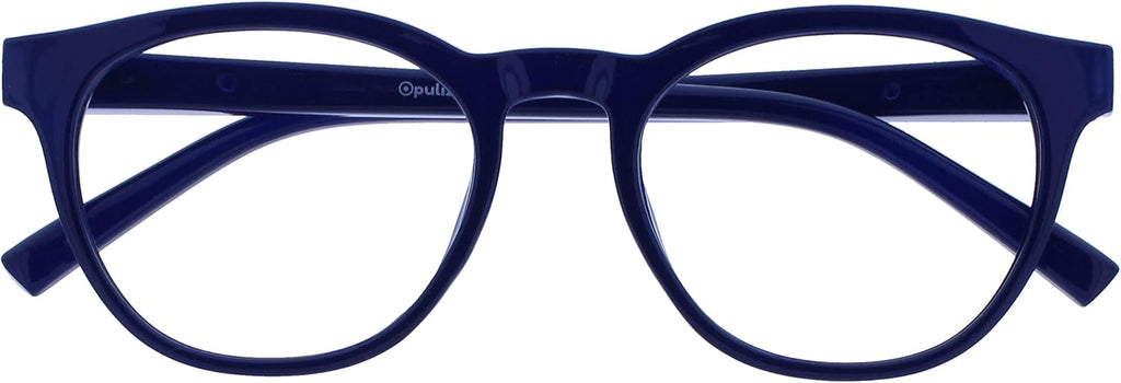 OPULIZE BLU Blue Light Blocking Reading Glasses for Women Men, Cool Round Frame with Anti-Glare Computer and Gaming Eyewear, UV and Eyestrain Protection, Blue +1.50 (Pack of 1)