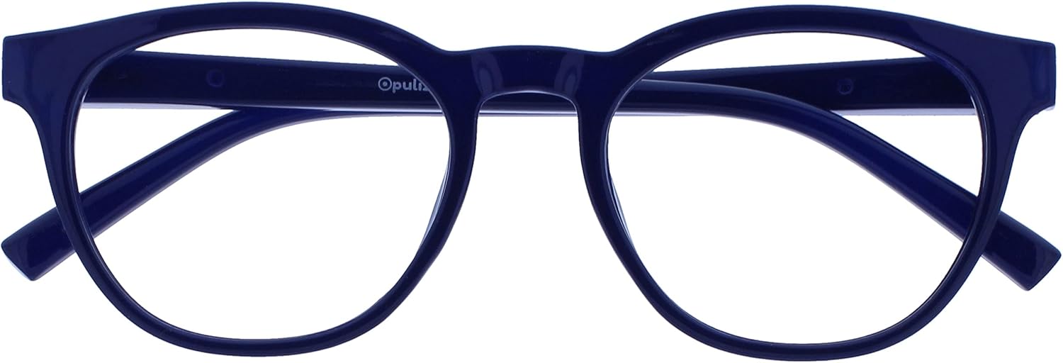 OPULIZE BLU Blue Light Blocking Reading Glasses for Women Men, Cool Round Frame with Anti-Glare Computer and Gaming Eyewear, UV and Eyestrain Protection, Blue +1.50 (Pack of 1)
