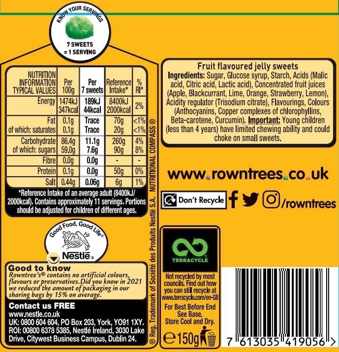 Original Rowntrees Jelly Tots Sweets Bag Pouch Imported From The UK England-Rowntrees Jelly Tots, 150 g