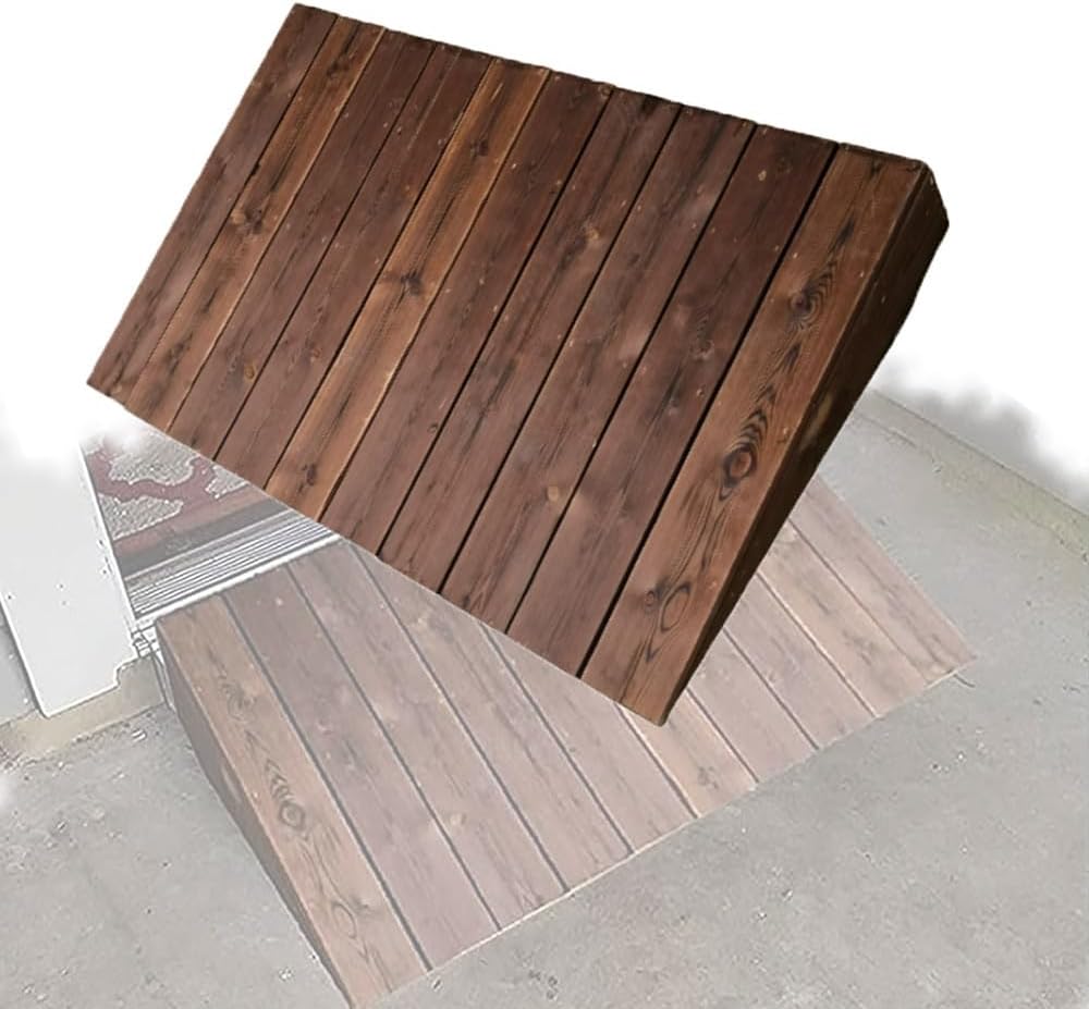 4" 6" 7" 8" 10" 12" Rise Threshold Ramps, Solid Wood Entry Ramps Non-Slip Threshold Ramp for Doorways, Wheelchair Ramps for Walker Scooter Steps(24x27.5x7in/60x70x18cm)