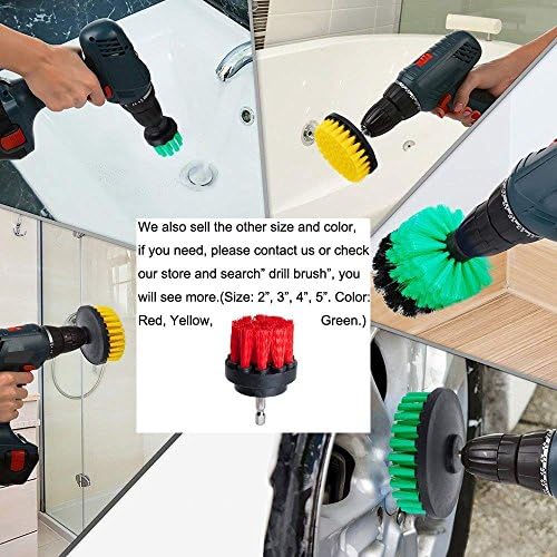 2 inch Diameter Drill Powered Stiff Scrub Cleaning Brush Heavy Duty Cleaning Applications for Bathroom Surfaces, Tile and Grout, Hard Water Stains, Rust (Red)