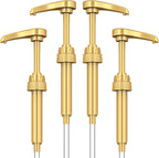 Coffee Syrup Pump Dispenser, 4 Packs of Syrup Pump for 750ml/25.4 oz Syrup Bottle, Gold Pumps for Coffee Syrup Bottle, works with Torani, DaVinci, Jordans Skinny 750ml Syrups Bottles (Gold)