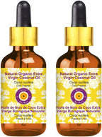 dève herbes Natural Organic Extra Virgin Coconut Oil (Cocos nucifera) with Glass Dropper Cold Pressed (Pack of two) 100ml X 2 (6.76 oz)