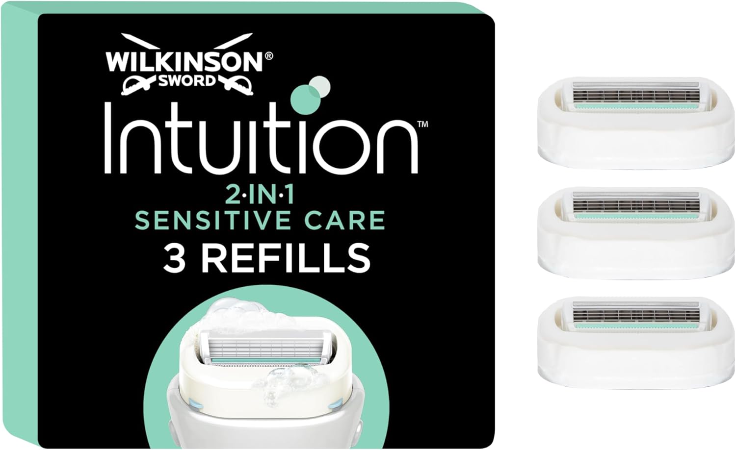 WILKINSON SWORD - Intuition Sensitive Care For Women | No Shave Gel Needed | Pack of 3 Razor Blade Refills