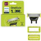 Philips Norelco OneBlade 360 Blade, Genuine Replacement Blade, Face/Body Kit, for OneBlade Electric Shaver and Trimmer, Durable Stainless Steel, Trim, Edge and Shave, QP614/80