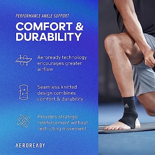 adidas Performance Climacool Ankle Support Sleeve - Ankle Sleeve for Training, Competitions, Support, and General Fitness - Ergonomic Design, Silicone Grip, Breathable & Durable Material - Large