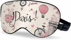 Paris Symbols Sleep Mask Romantic Travel in Paris Men Women Sleep Mask with Adjustable Strap Eye Cover Eye Shade for Travel, Nap,Meditation