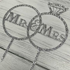 JIEEIN Mr and Mrs Cake Topper,Bride and Groom Sign Wedding,Engagement Cake Toppers Decorations,Silver Glitter Acrylic
