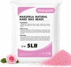5LB Hard Wax Beads for Hair Removal, Professional Bulk Brazilian Wax for Sensitive Skin, Stripless Creamy Wax with Rose Scent for Bikini, Face, Underarm & Full Body, Salon & Home Use