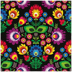 AM Décor - 20 Count Soft 3-Ply Tissue Decoupage Luncheon Paper Napkins -13" x 13" (Unfolded) Polish Folk Black