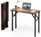 Frylr Small Folding Computer Desk – Portable 35.8 Inch Foldable Laptop Table, No-Assembly, Collapsible and Compact for Easy Storage, Lightweight for Small Spaces, Craft and Study Use, Dark Walnut