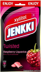 18 Bags x 100g of Jenkki Enjoy Twisted Raspberry - Licorice - Original - Finnish - Xylitol - Chewing Gum