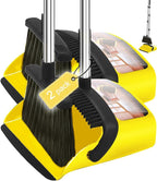 2-Pack is More economical,Brooms with Dustpan Combo Set， with 52" Long Handle, Dustpan Teeth with self-Cleaning Function, Indoor and Outdoor Sweeping, Perfect for Home Office(Large/Yellow /2-Pack).