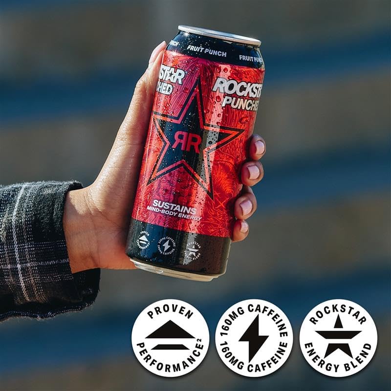 Rockstar Punched Energy Drink, Lime Freeze, 16 Fl Oz Cans (Pack of 12)